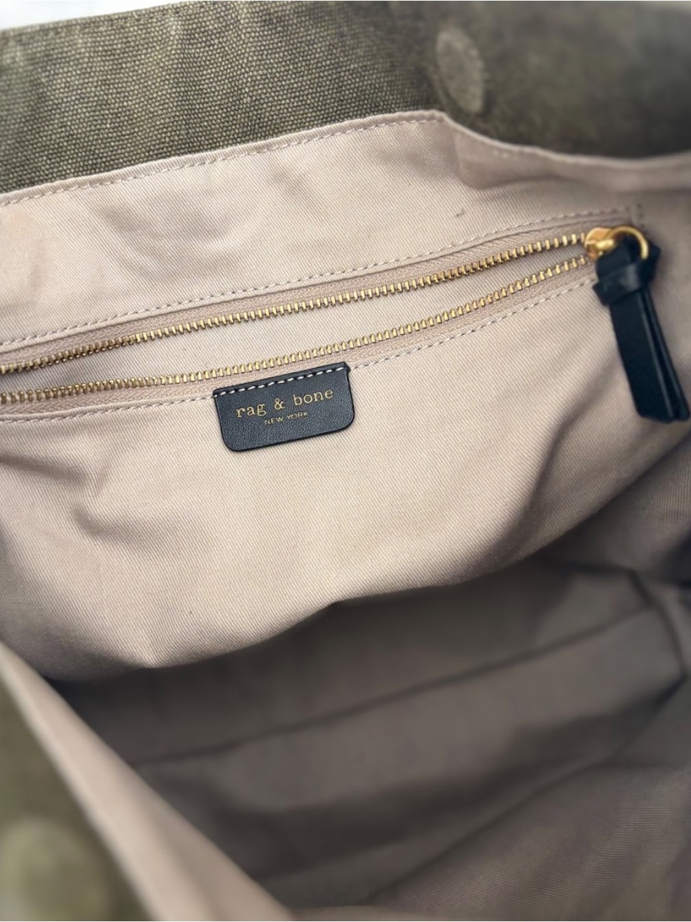RAG & BONE Clinton Canvas Bucket Bag in Forest with Black Leather Trim - Picture 8 of 12